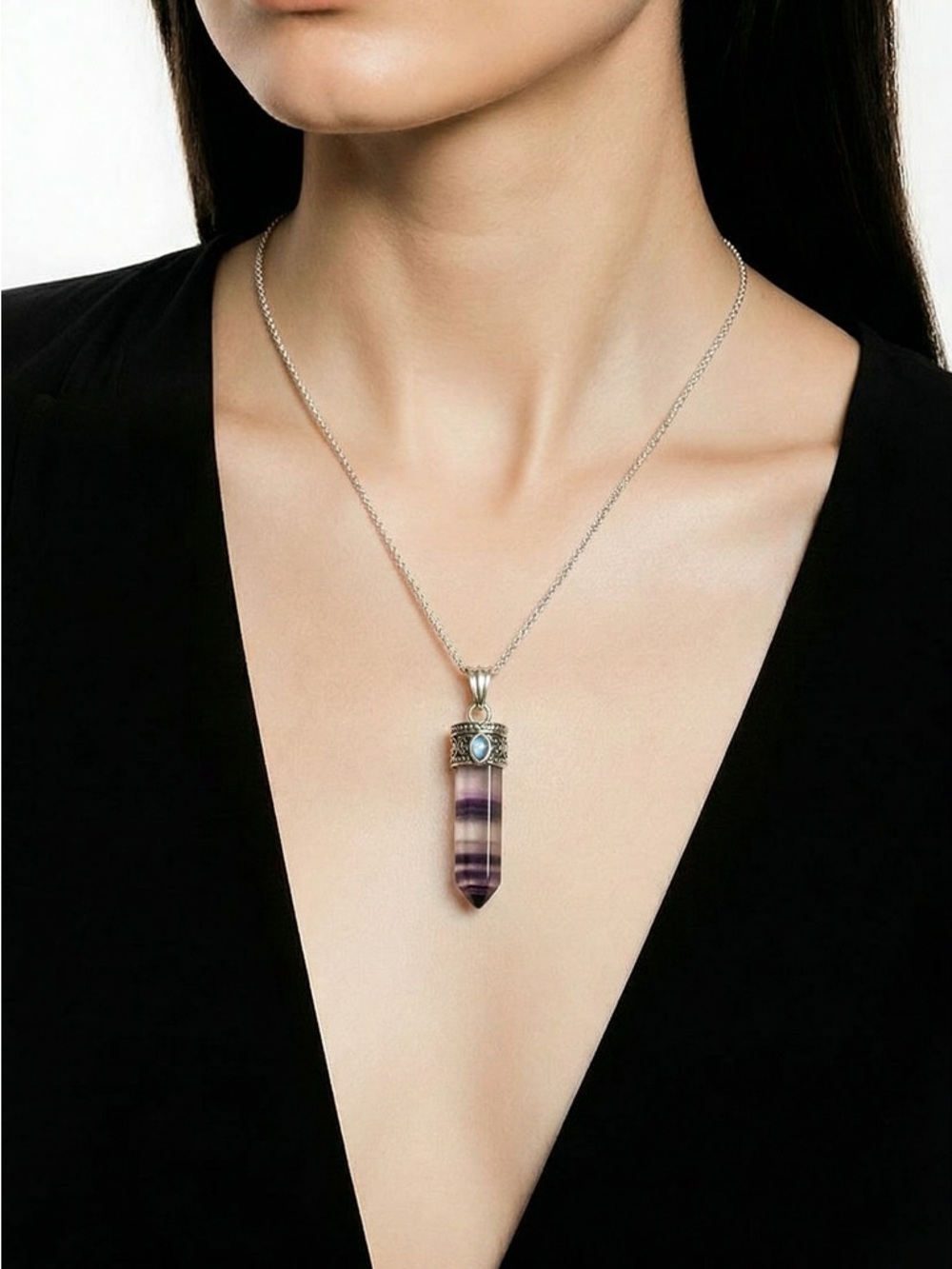 Fluorite & Moonstone Necklace - Picture 2 of 13